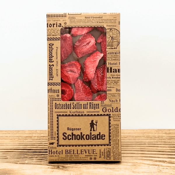 Vollmilchschokolade mit gefriergetrockneten Erdbeeren